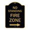 Signmission No Standing Fire Zone W/ Right Arrow, Black & Gold Aluminum Sign, 18" x 24", BG-1824-23585 A-DES-BG-1824-23585 - alternate 1